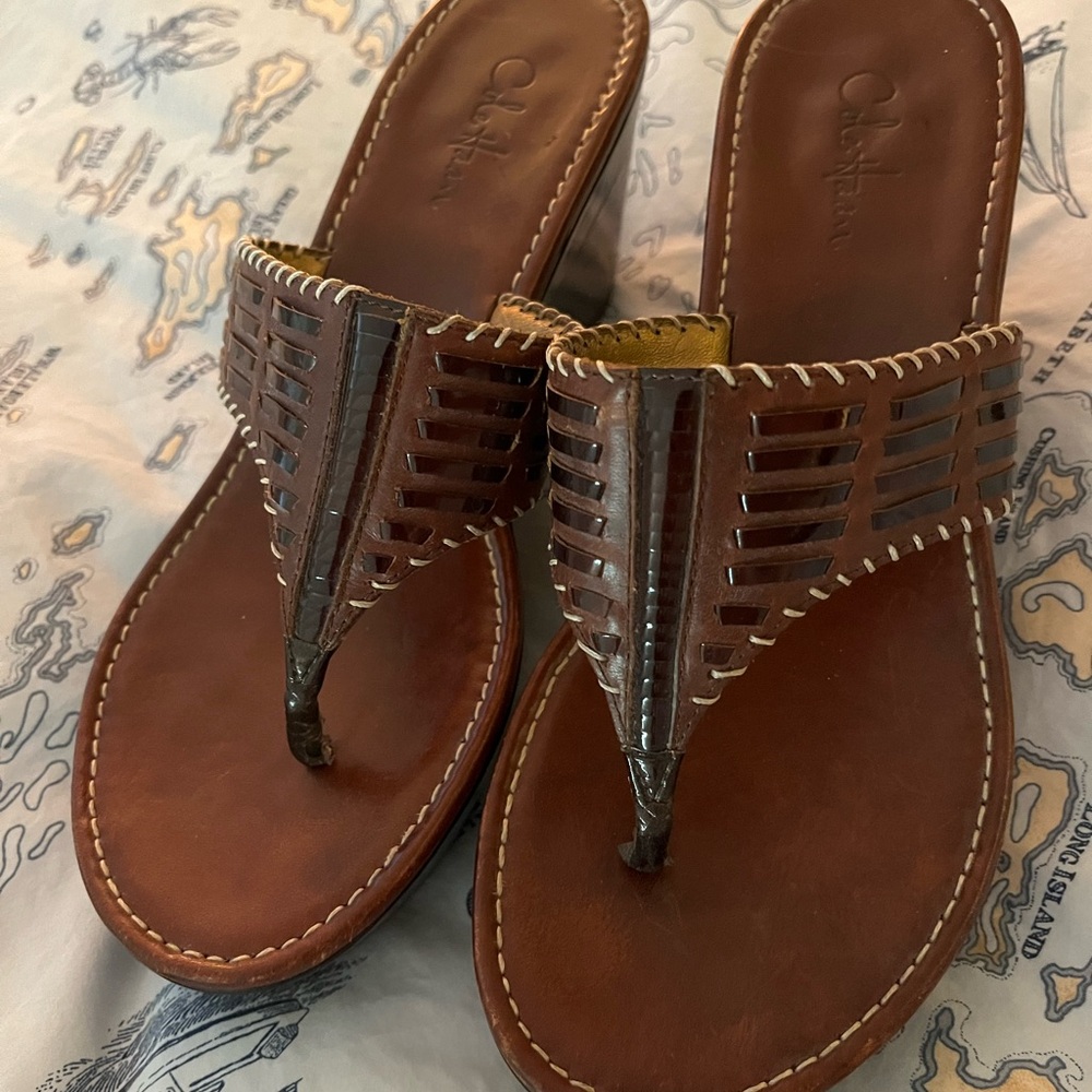 Cole Haan Grier leather platform wedge sandals Nike sole